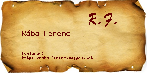 Rába Ferenc névjegykártya